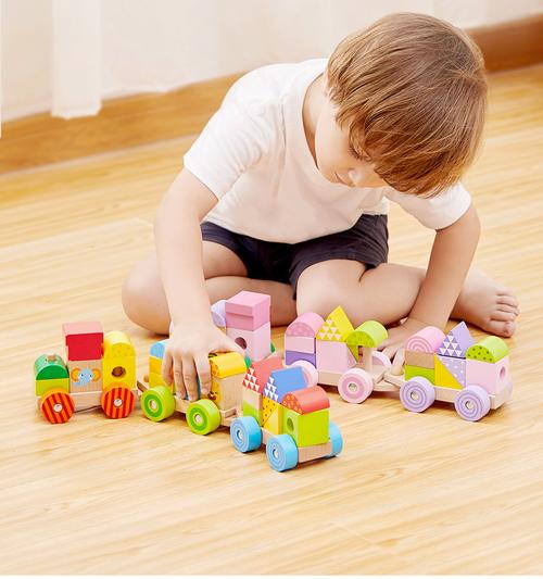 贝瓦儿童启蒙益智力开发玩具积木头木质小火车拼装1-2-3-6周岁_美乐淘
