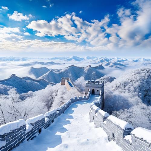 雪域长城——冬日遇第一场雪,延绵千里,如巨龙翻腾