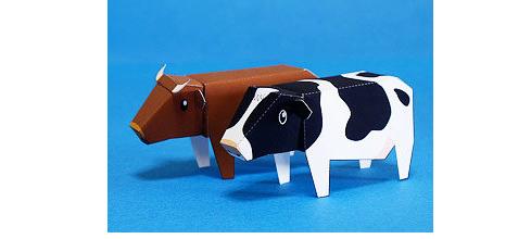 diy手工益智剪纸折纸儿童玩具 仿真动物牛 奶牛 3d立体拼装纸模型双