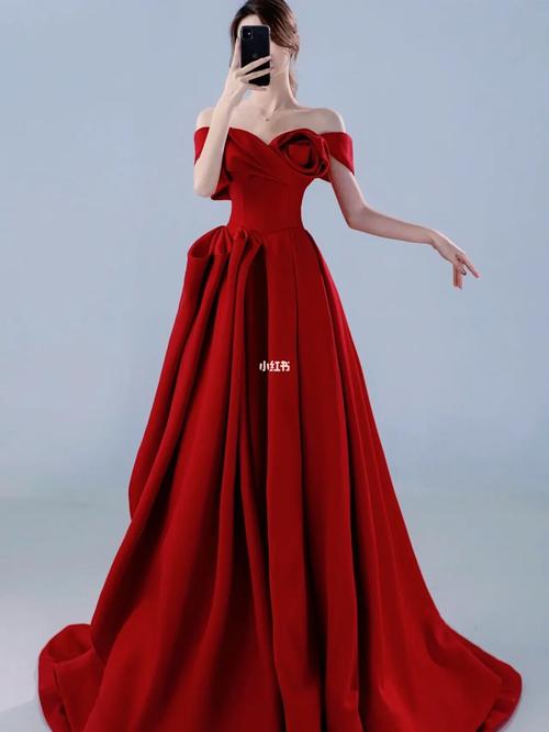 夜色蔷薇红玫瑰红色礼服裙中山婚纱