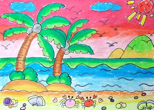 少儿书画作品-海边/儿童书画作品海边欣赏_中国少儿美术网