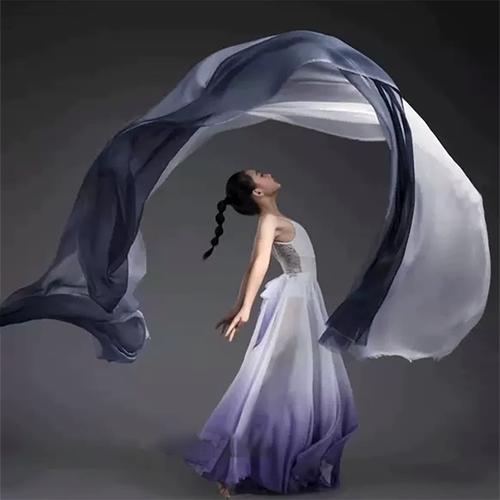 舞蹈拍照道具渐变色星空丝巾摄影写真纱巾白色飘逸舞台表演可定制
