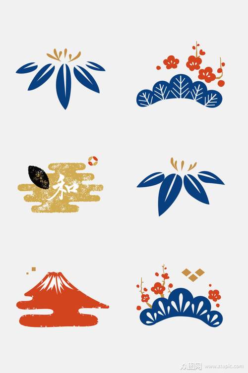 日式和风花卉边框免抠元素