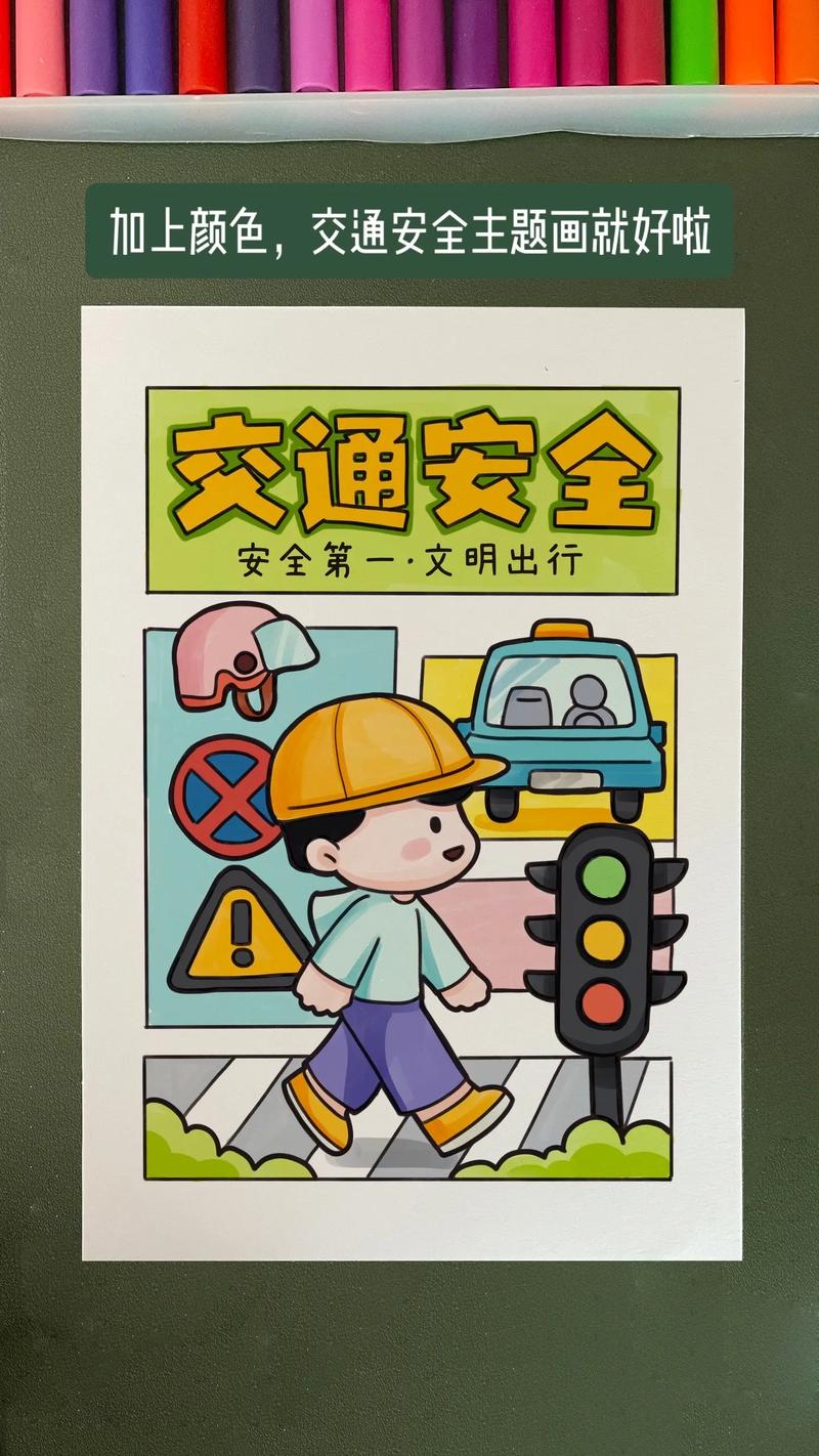 安全第一,文明出行哦.交通安全主题绘画步骤 #交通安全绘画  - 抖音