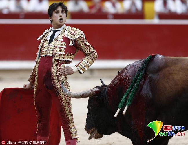 西班牙斗牛太疯狂斗牛士被拱倒在地动弹不得