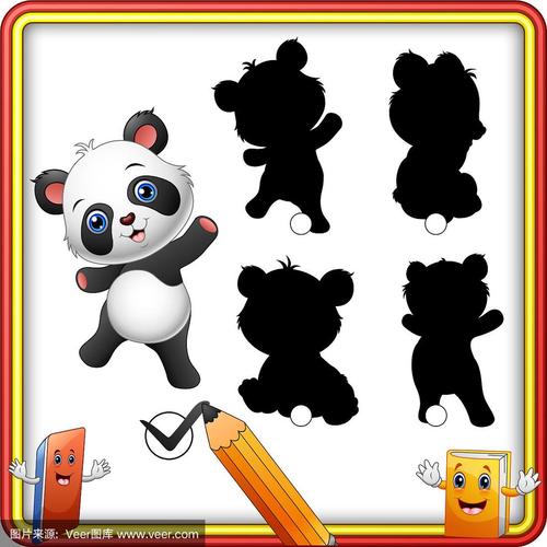 找到正确的影子卡通搞笑熊猫宝宝