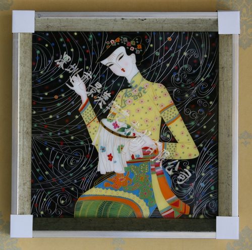 生产供应 工艺品画 装修用品 宗教系列—女子刺绣图