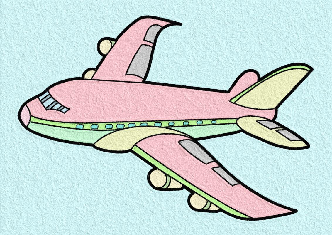 粉色小飞机 7615| 简笔画 | 附线稿 长这么大一次飞机都没坐过呢