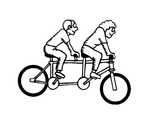 双人骑自行车简笔画图片