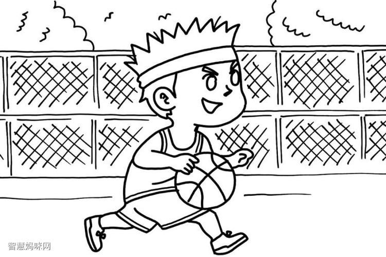 运动人物简笔画打篮球的小男孩怎么画