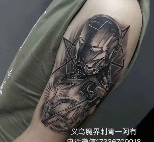 钢铁侠纹身图片_手臂手部欧美写实几何钢铁侠复仇者联盟纹身图案