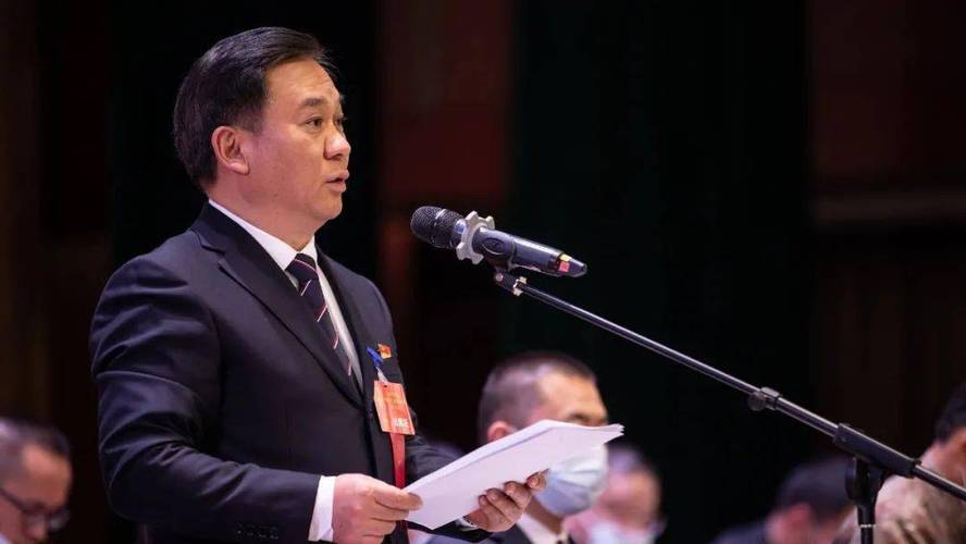新当选区人民政府区长李宁作任职讲话.