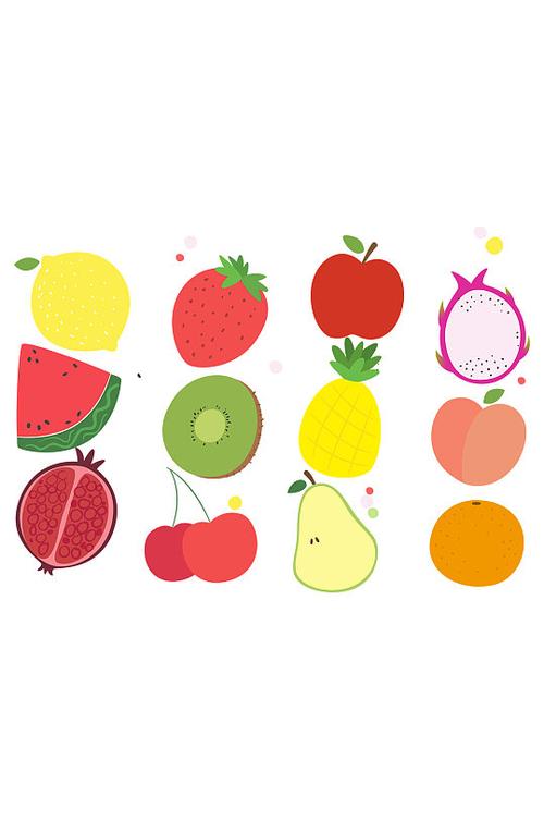 卡通彩色水果图案矢量素材