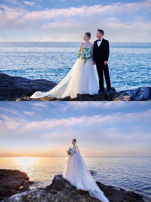 一眼惊艳到的海边礁石婚纱照客片分享