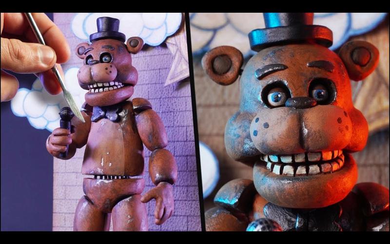【雕塑】大佬制作《玩具熊的五夜后宫》弗莱迪·费斯熊粘土雕像