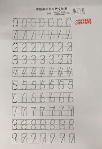华阳小学一年级规范数字书写比赛