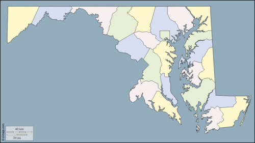 美国 马里兰州 马里兰州 大纲, 县, 颜色 地图 马里兰州 maryland
