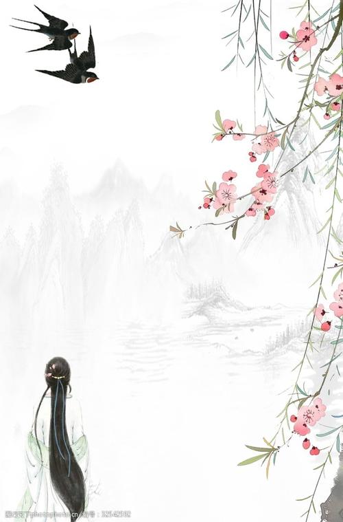 关键词:手绘花 插画 中国风素材 中国风 古风花 古代美女 古代风景