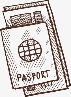 手绘风旅游机票护照
