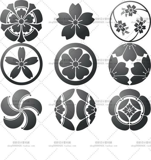 和风 日本主题 日式花纹图案 图腾 logo标志 ai矢量图 设计素材-淘宝