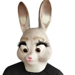 疯狂动物城卡通朱迪面具搞怪万圣节乳胶动物兔子头套摄影道具
