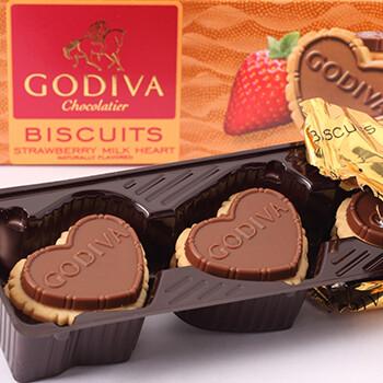 进口比利时名牌godiva高迪瓦/歌帝梵草莓牛奶巧克力饼干礼盒粒