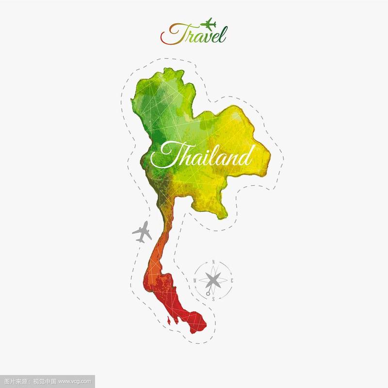环游世界泰国水彩画地图