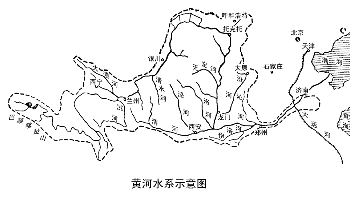 中国长江`黄河两大水系及流域图