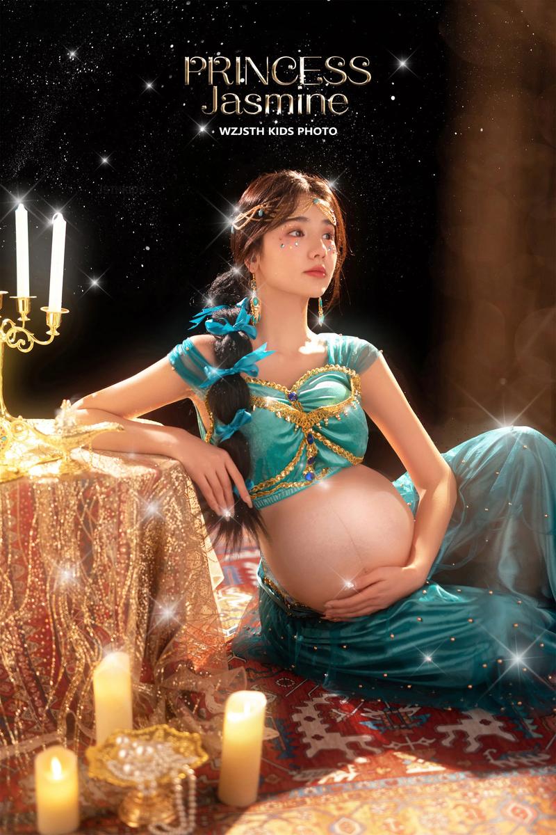温州孕妇照美貌满分的异域茉莉公主孕照