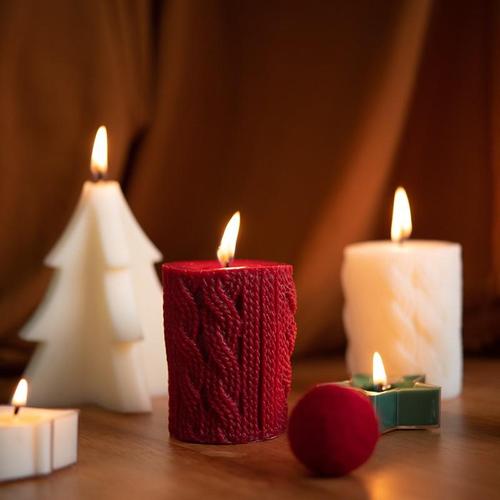 chicrose圣诞手工蜡烛红色白色无烟生日烛光晚餐浪漫装饰摆件礼盒