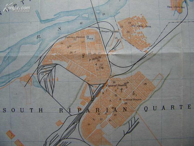 【图】民国哈尔滨地图 估计二十年代英文版 规格31.