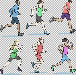 跑步运动员剪影图片矢量几何炫光人物剪影跑步背景男性和女性的健身