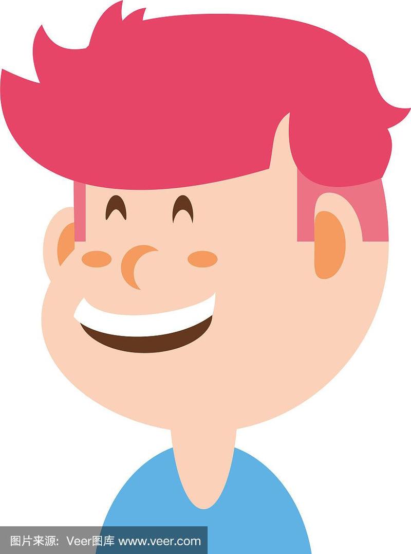孤立的男孩卡通红头发设计