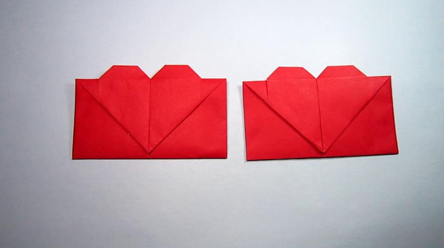 简单易学的爱心信封折纸一张长方形纸折出漂亮的心形信封