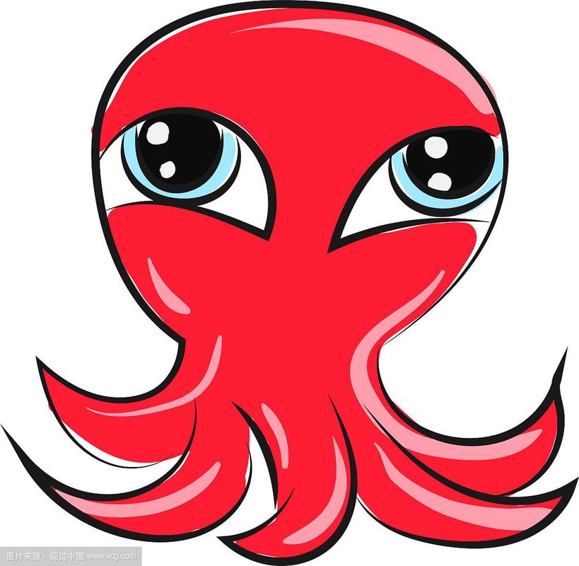 白色背景上的红色章鱼