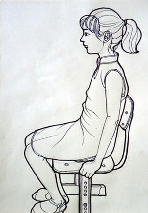 女生背对坐姿简笔画