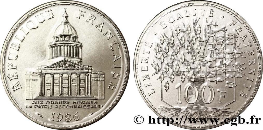 100 francs panthéon 1986 unc fmd_333321 现代法国硬币