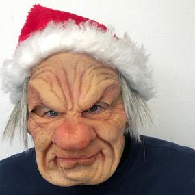 圣诞节新品搞怪大鼻子圣诞老人面具老人乳胶头套派对舞会道具