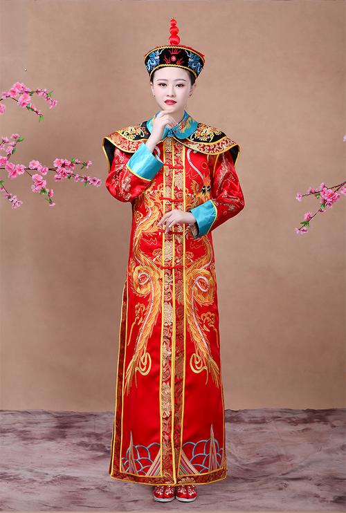 清朝皇后服装古装满族女皇太后贵妃格格服朝服女王慈禧演出写 黄色