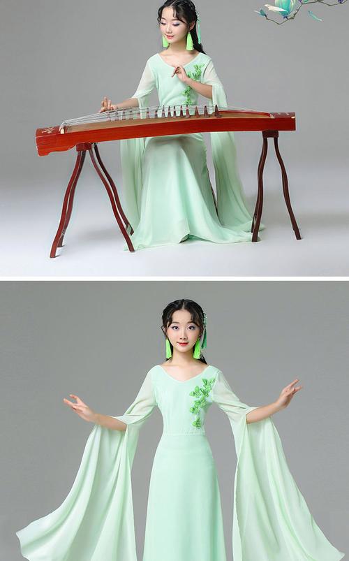 儿童款古筝演出服儿童女童中国风仙女气质飘逸服钢琴二胡表演服新款