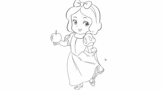 [小林简笔画]绘画儿童早教亲子故事《白雪公主》中的白雪公主与小苹果