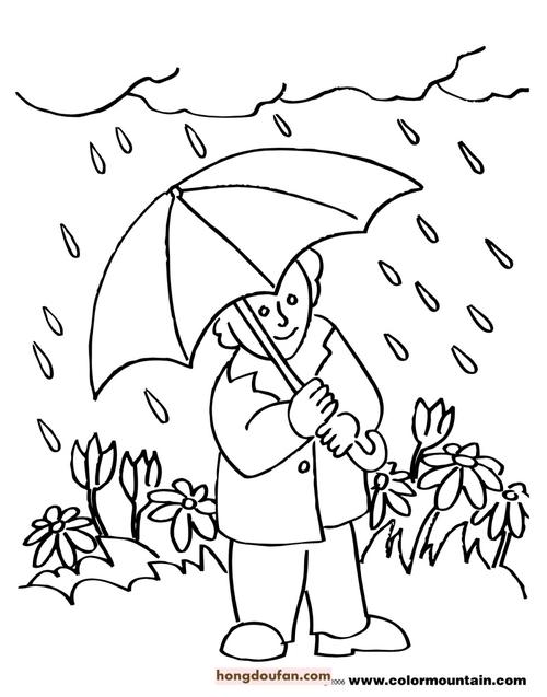 儿童下雨的图片简笔画 - 简单简笔画
