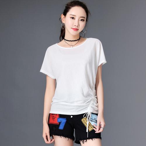 2018夏季新款韩版短袖t恤女装宽松大码显瘦体恤圆领百搭纯色小衫