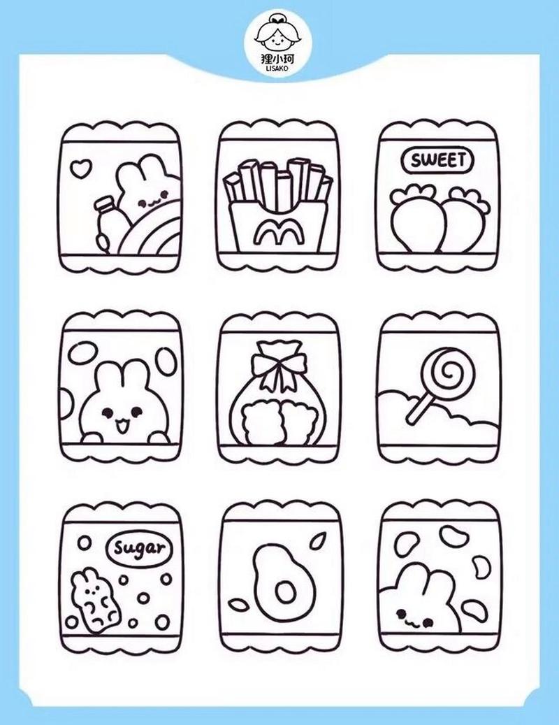 可可爱爱的小零食简笔画 一组图兔寻可爱小零食简笔画教程超级简单,有