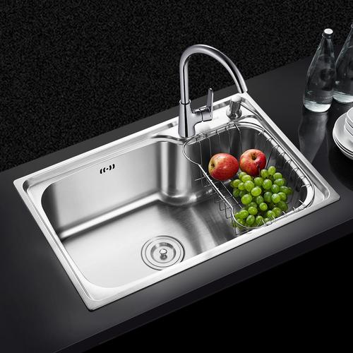 卡贝304不锈钢水槽单槽洗碗池家用水盆淘菜水池水斗厨房洗菜盆常规款