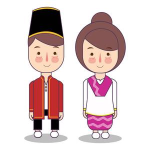 印度尼西亚传统婚礼北马鲁古省婚礼情侣, 可爱的印尼传统服装新娘和