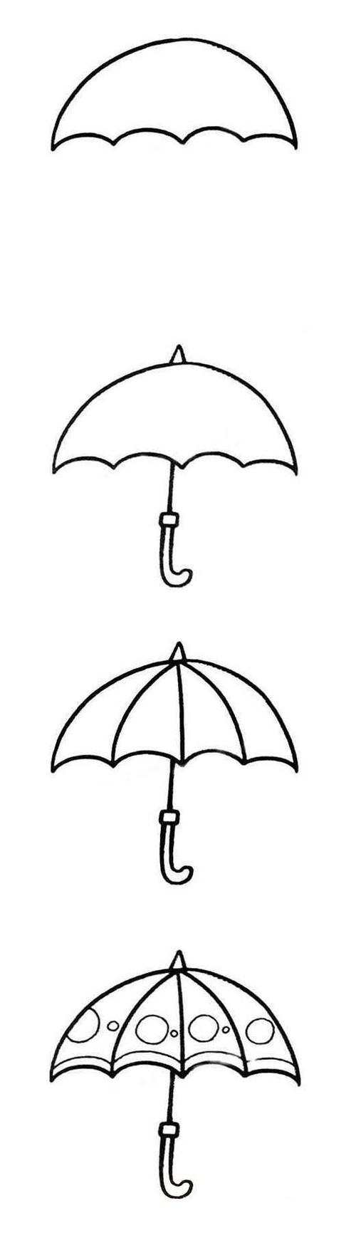 彩色小雨伞简笔画画法图片步骤