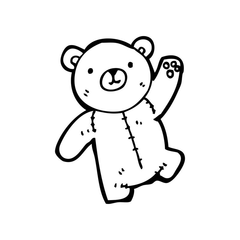 泰迪熊挥手卡通,矢量,挥舞着白色背景上的卡通玩具熊