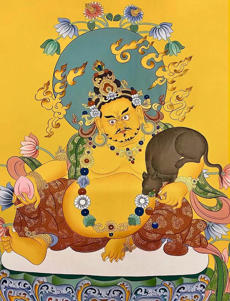 泊尔精品唐卡《黄财神》作品60x43cm左右.尼泊尔成名唐卡 - 抖音