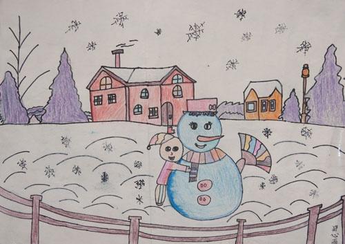 冬天雪景儿童画冬天为主题的绘画